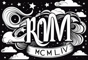 mcmliv with clouds ba rove and stars tattoo idea