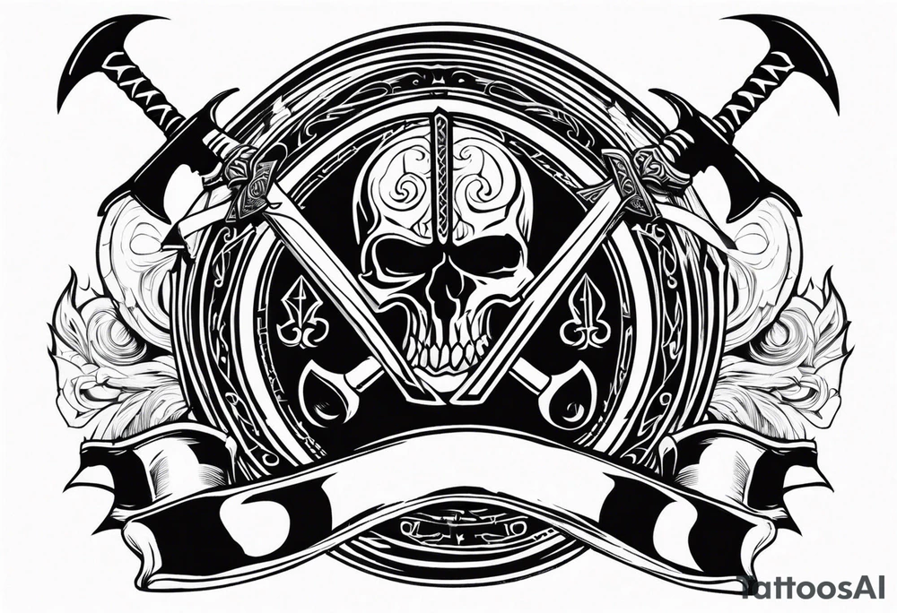 Valhalla sword shield axe tattoo idea