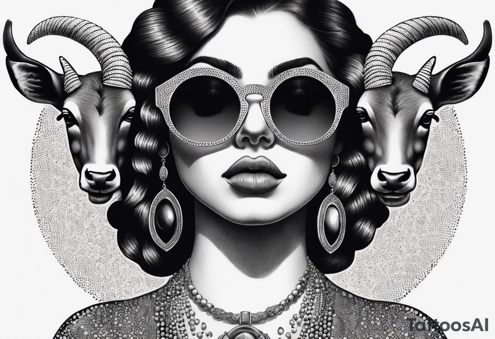 woman with big titts, capricorn with sunglasses tattoo idea