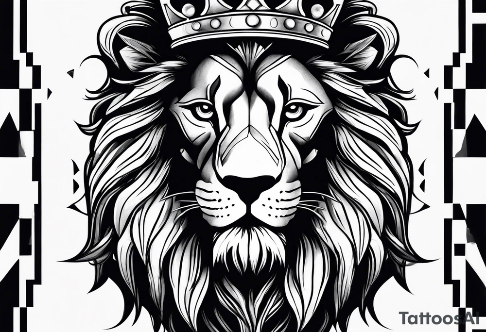 Chess king piece with lion on its crown tattoo idea