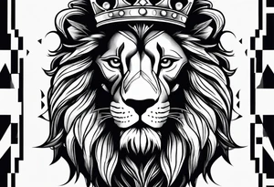 Chess king piece with lion on its crown tattoo idea