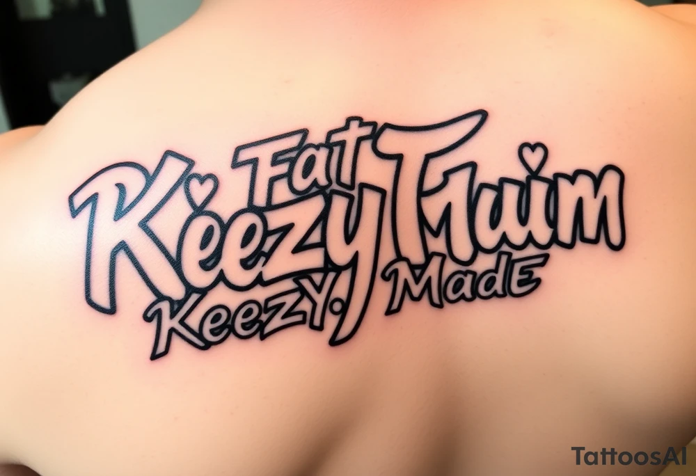 Big Fat graffiti bubble gum style lettering  (KeezY MadE) tattoo idea