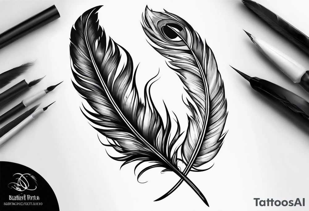 Feather on fire tattoo idea