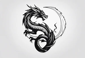 dragon perched with claws wrapped around on a pole tattoo idea