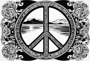 Peace sign with river 
Peace like a river. It is well tattoo idea