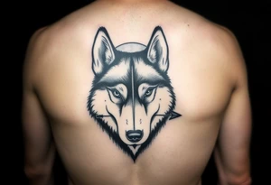 create a tatto of the face of a female husky looking at a half a moon with a arrow crossing from the face to the moon
 for the underarm tattoo idea