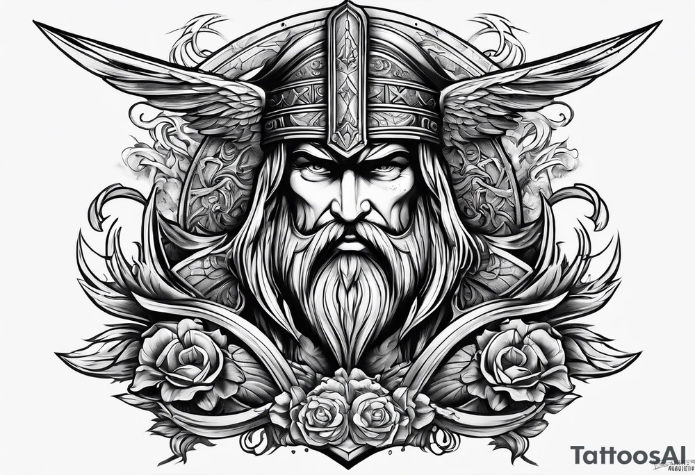 Valhalla sword ship tattoo idea