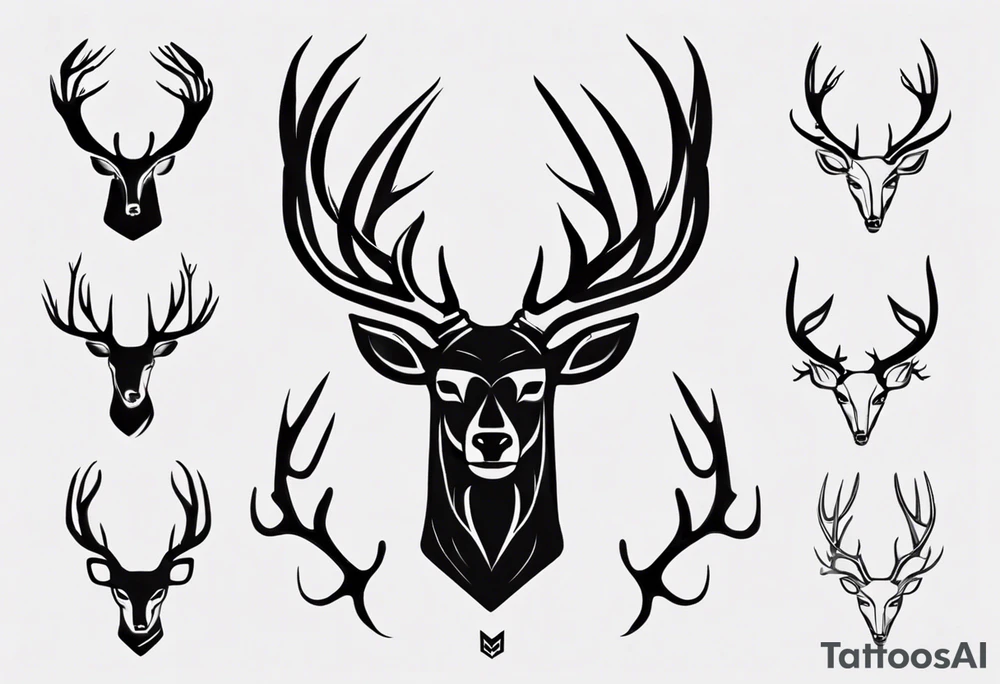 Very simple deer's head and the within the antlers are the letters "M" and "S" tattoo idea