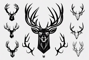 Very simple deer's head and the within the antlers are the letters "M" and "S" tattoo idea
