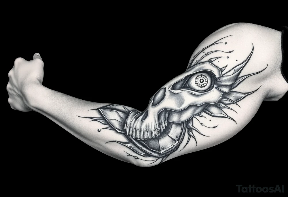 Clock, eye, skull tattoo idea