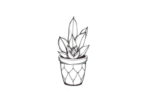 cute cacti and succulent in a pot tattoo idea
