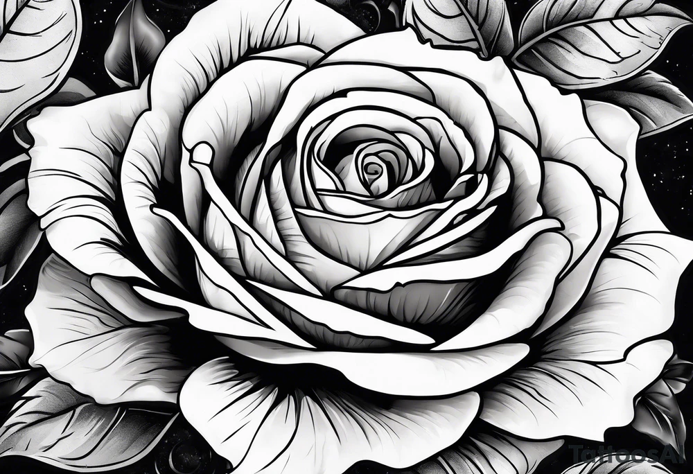 Composition of a rose with a map of the world tattoo idea