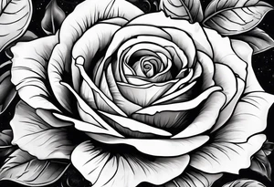 Composition of a rose with a map of the world tattoo idea