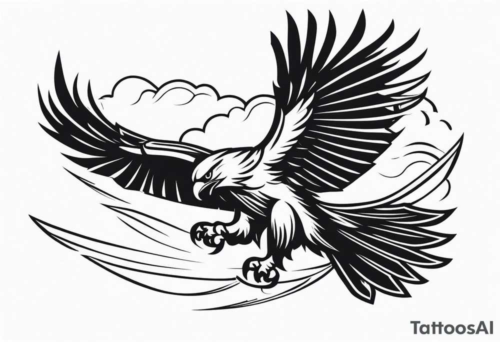 Eagle swooping with sword tattoo idea