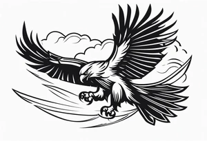 Eagle swooping with sword tattoo idea