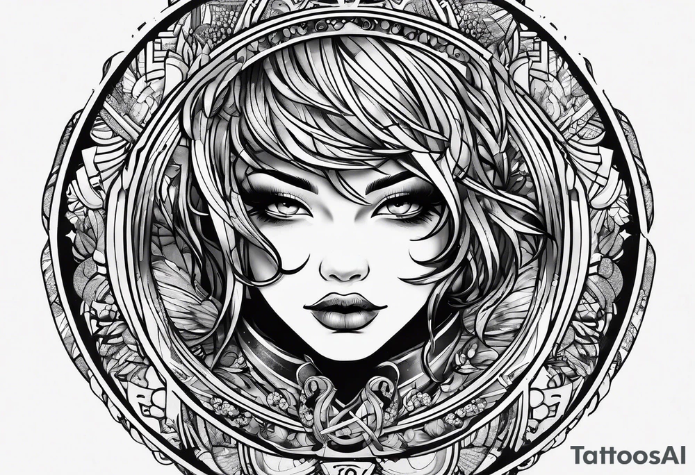 messy lines trash circcle logo tattoo idea