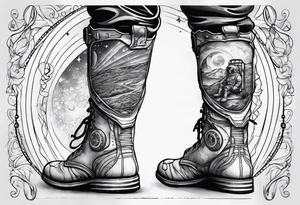 standing astronaut legs and feet tattoo idea