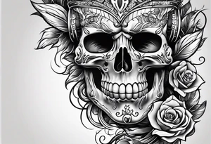 rock a Billy ganzer Arm Tattoo mit verschiedenen Motiven tattoo idea