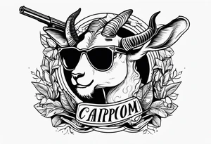 capricorn with sunglasses and shotgun tattoo idea