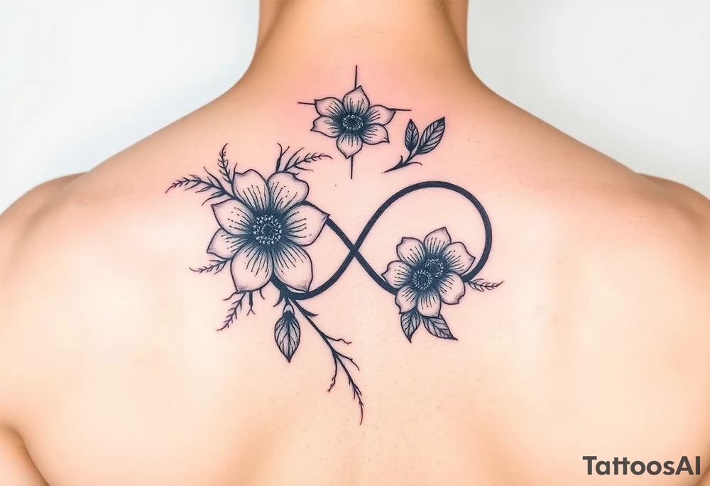 January December July birthday flower infinity sign tattoo idea