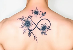 January December July birthday flower infinity sign tattoo idea