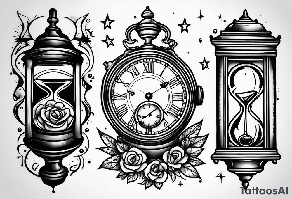 Wasted time themed sleeve tattoo idea