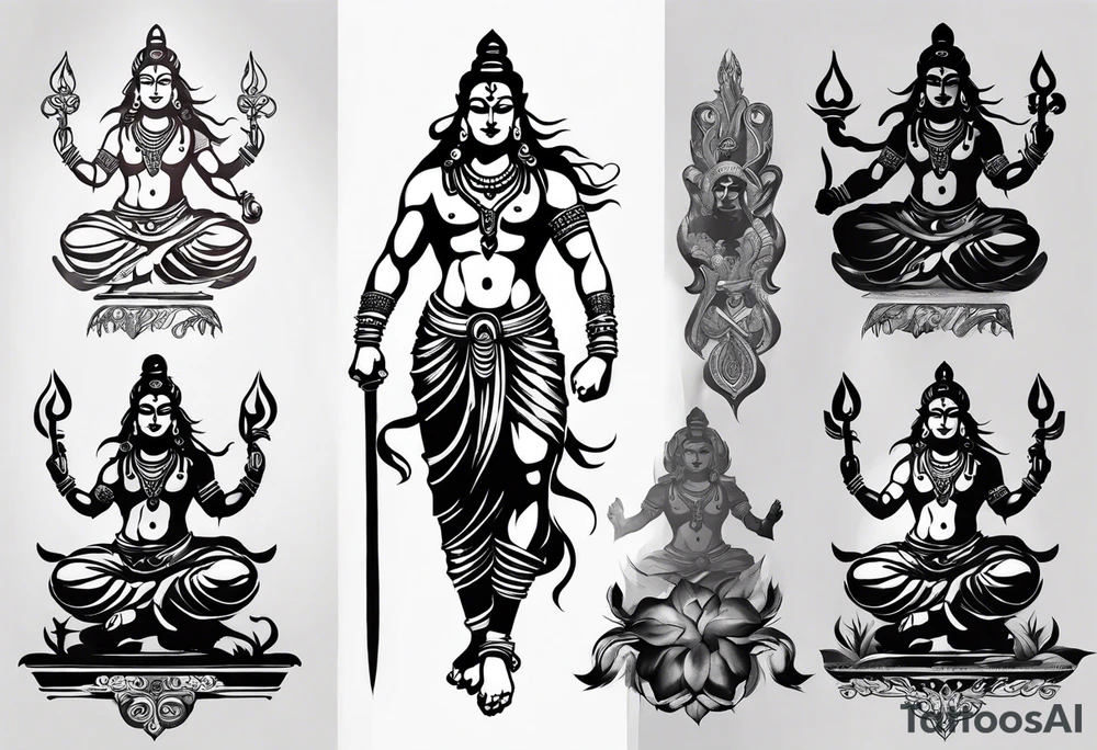 shiva in warrior pose tattoo idea