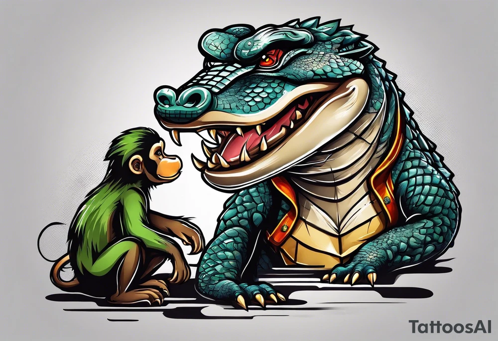 Alligator wrestling a monkey tattoo idea