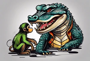 Alligator wrestling a monkey tattoo idea