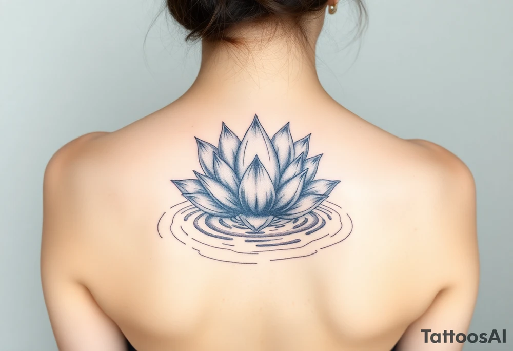 serene lotus flower emerging from sacred waters with ripples tattoo idea