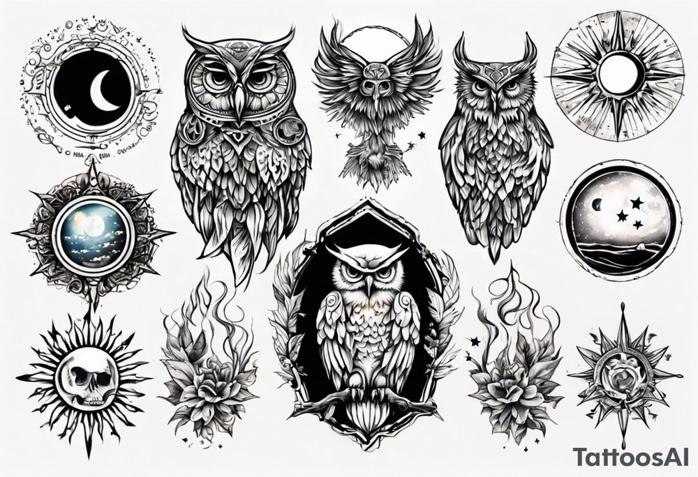 Mond und Sonne Eule 
Wassermann Berlin tattoo idea