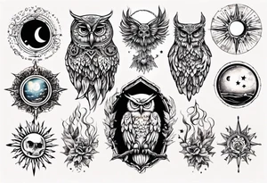 Mond und Sonne Eule 
Wassermann Berlin tattoo idea