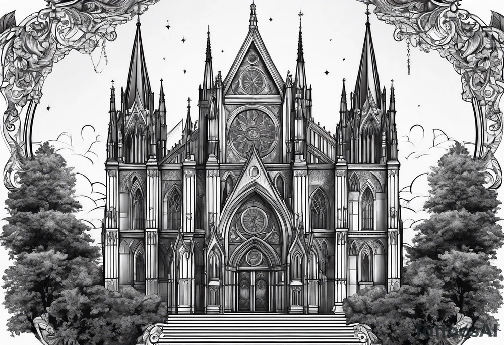 gothic cathedral tattoo idea