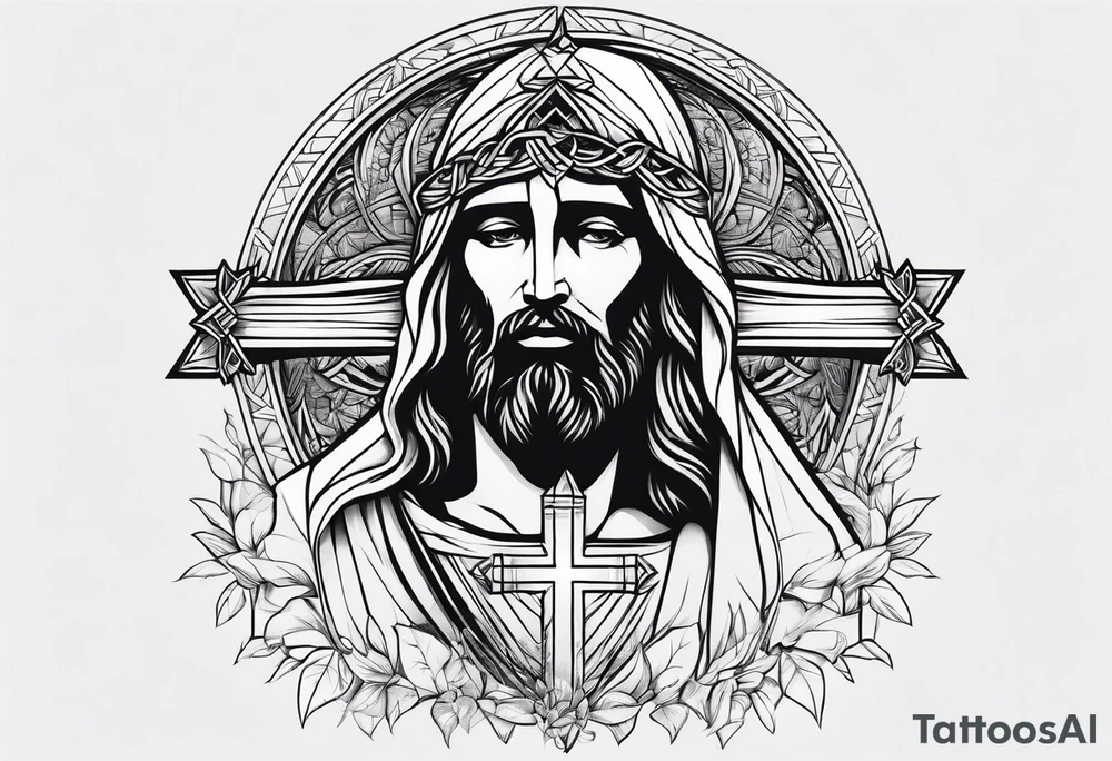 Jesus holding cross tattoo idea