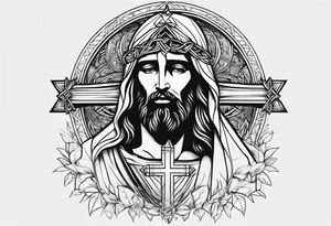 Jesus holding cross tattoo idea
