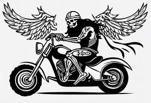 i want a tattoo of a big viking skeleton riding a motorcycle with flames and I want the words “Viking Customs” incorporated into the design tattoo idea