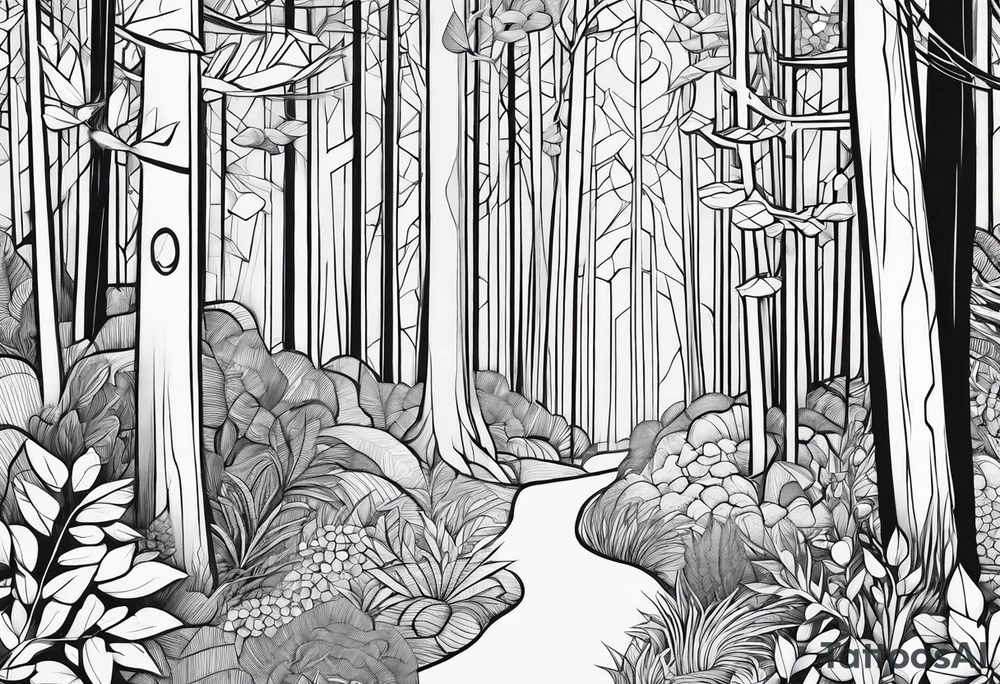 forest, lineswork tattoo idea