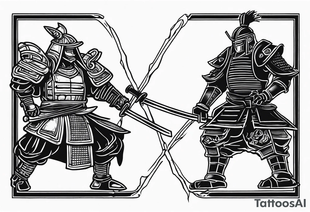 robot samurai vs human samurai in a duel to the death tattoo idea