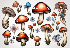 mushroom fairy tattoo idea