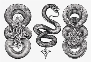 two snakes around a Buddhist amulet that represents strength, protection, and love tattoo idea