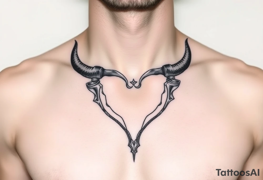 Feminine Tattoo with horns just barley touching collarbone tattoo idea Feminine Tattoo with horns just barley touching collarbone tattoo idea
