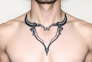 Feminine Tattoo with horns just barley touching collarbone tattoo idea