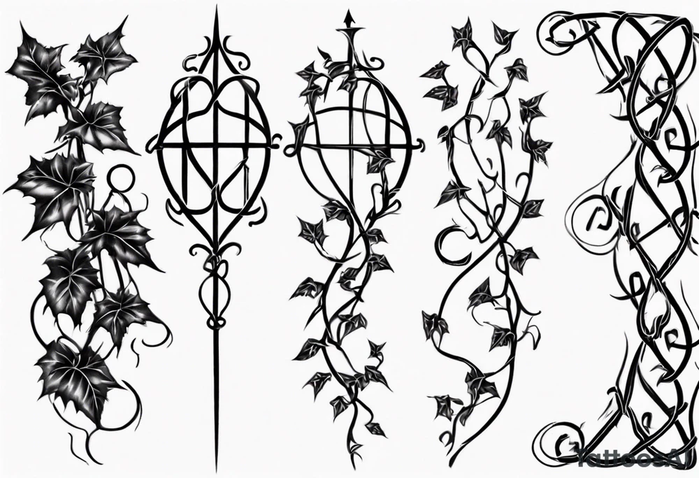 chain link fence with pointy ivy vines tattoo idea