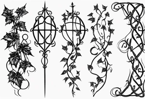 chain link fence with pointy ivy vines tattoo idea