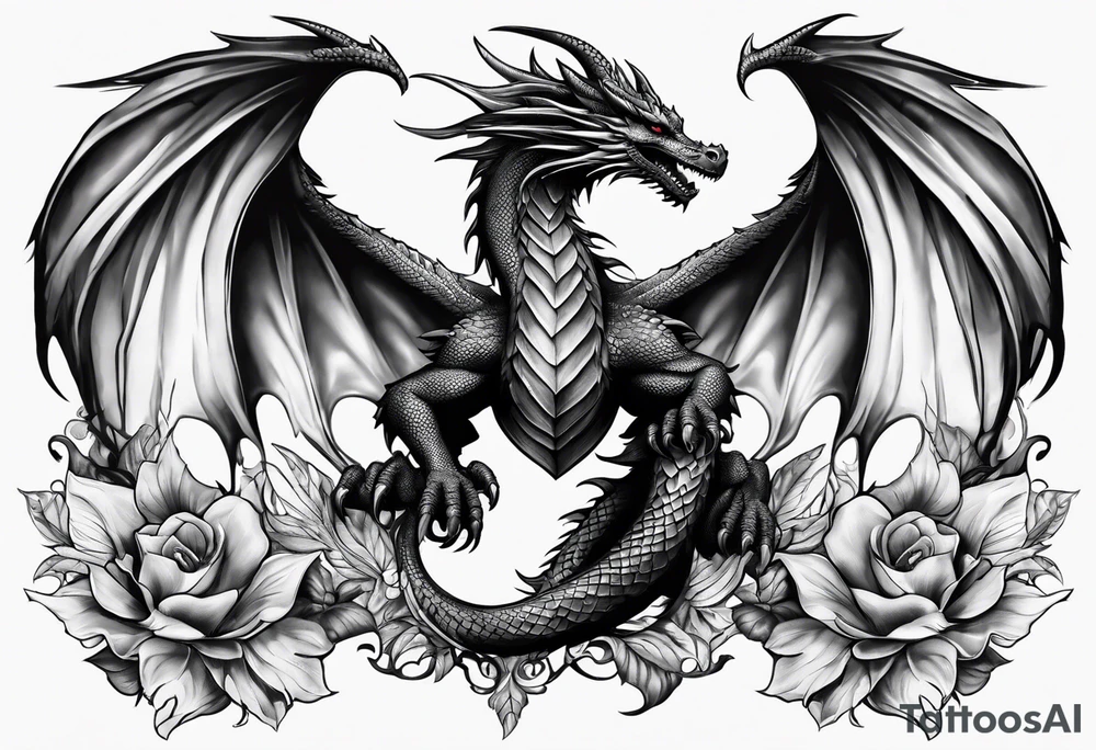 Mother dragon wings spread protecting 3 baby dragons tattoo idea Mother dragon wings spread protecting 3 baby dragons tattoo idea