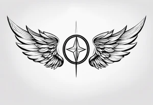 a pair of wings with a halo over them tattoo idea