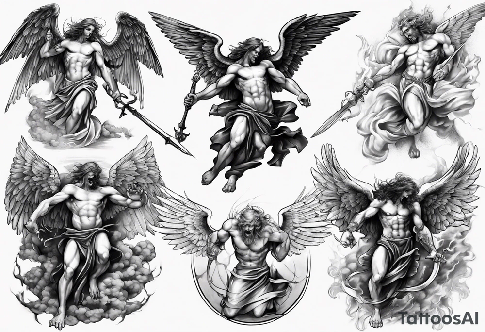 biblical angels 
fighting demons tattoo idea