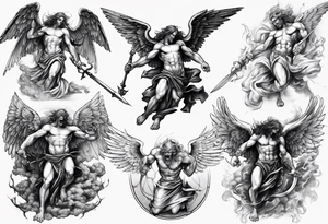 biblical angels 
fighting demons tattoo idea