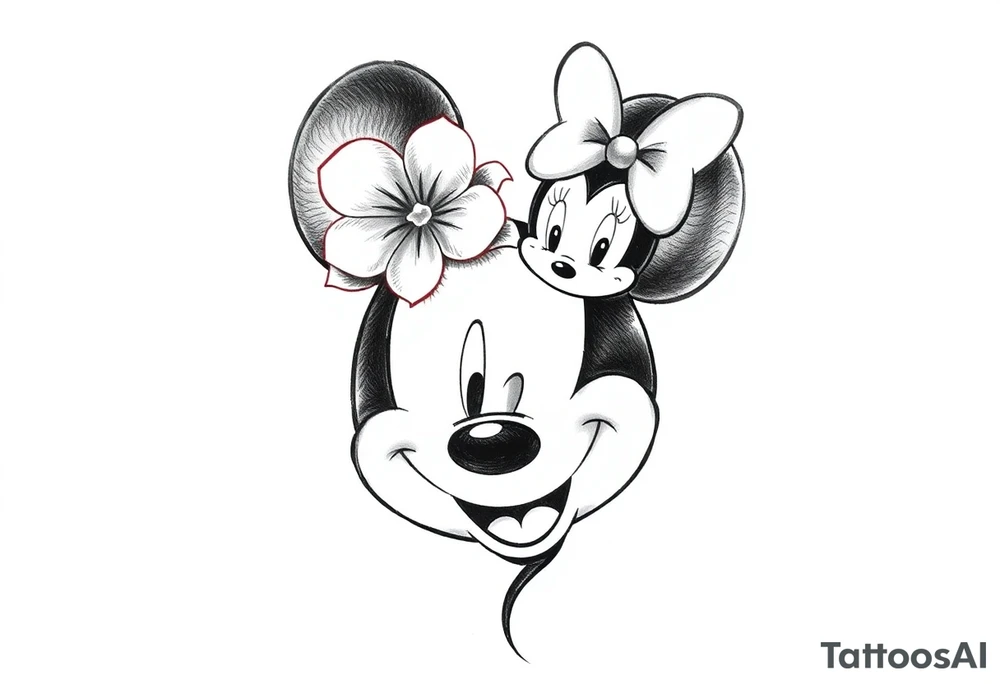 Mickey Mouse with Amelia on top tattoo idea