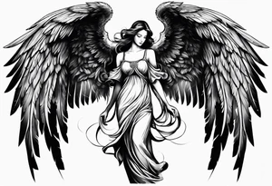 angel in black standing tattoo idea
